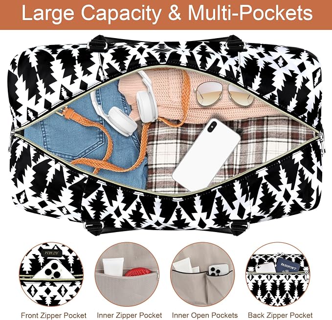 ITIEZY Weekender Bag for Women 21.5" Travel Duffel Large Carry On Bag 3PCS | Nylon Duffel Bag with Waterproof Shoe Compartment, Crossbody Bag and Toiletry Bag, Travel Weekend Hospital Overnight Gym Bag - Image 4