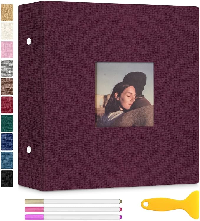 Zesthouse 18 In Photo Album Self Adhesive with Picture Display Window, 3-Ring Scrapbook Albums 60 Pages Holds 10x12 8x10 5x7 4x6 Photos, DIY Photo Book Ideal Gift for Family Wedding Baby by Zesthouse