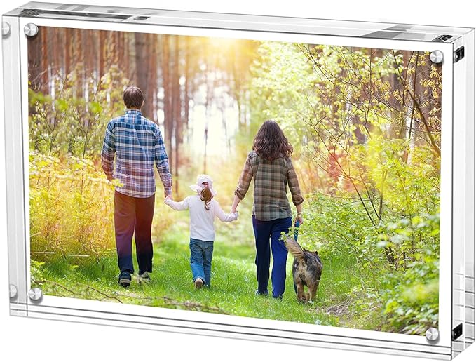 Boxalls 4x6 Inches Acrylic Picture Frame, Double Sided Clear Frameless Photo Frame with Magnetic Desktop Transparent by BOXALLS