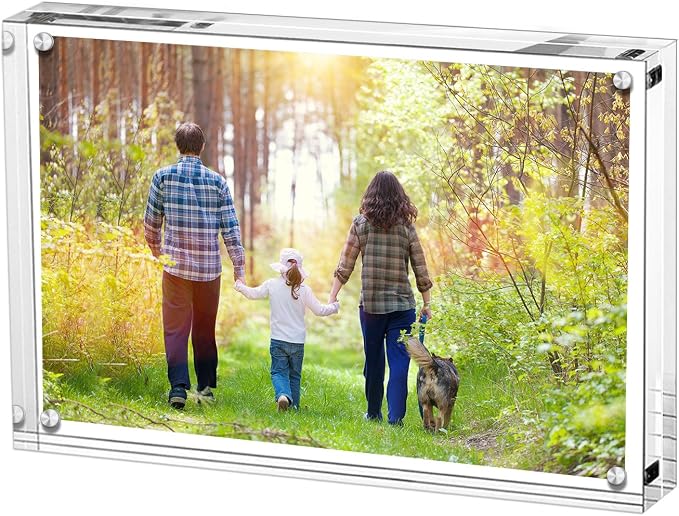 Boxalls 5x7 Inches Acrylic Picture Frame, Double Sided Clear Frameless Photo Frames with Magnetic Desktop Transparent by BOXALLS