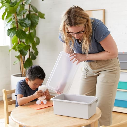 ECR4Kids Cubby Storage Plastic Bin with Lids, Multipurpose Organization, Contemporary, 10-Piece | Durable plastic, GREENGUARD Gold Certified, 7 quart capacity, lightweight & nestable, easy-lift lids, classroom/home use - Image 8