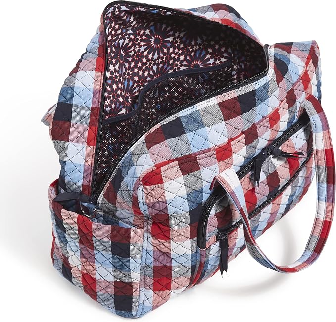 Vera Bradley Women's Cotton Weekender Travel Bag, Patriotic Plaid - Recycled Cotton, One Size - Image 2