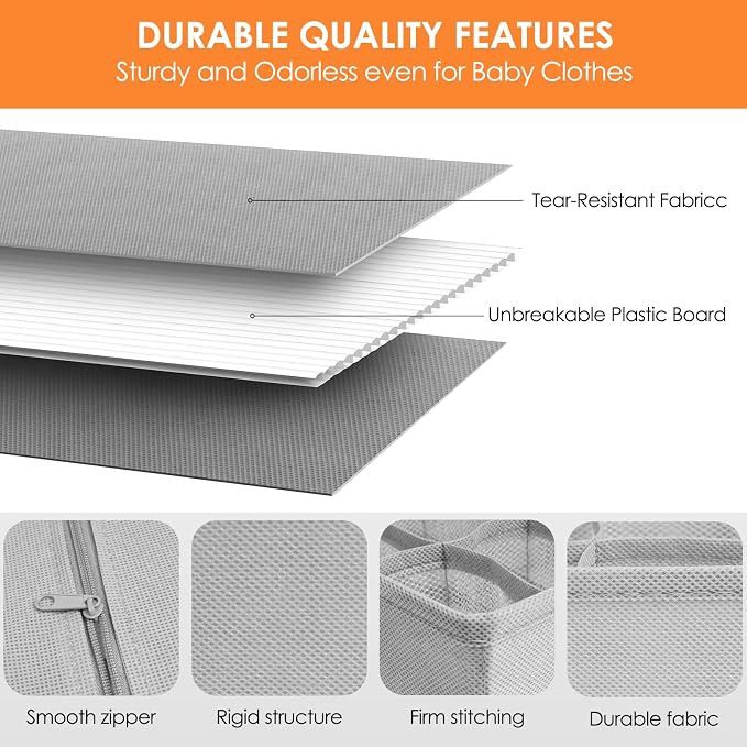 12 Pack Sock Underwear Drawer Organizer Dividers, 116 Cells Fabric Foldable Dresser Closet Organizers and Storage Bins for Baby Clothing, Women Men Underwear Socks, Bra, Ties, Scarf - Image 4