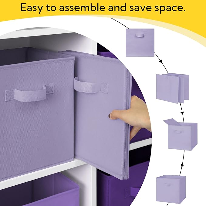 Cupic Cupid 6-Pack 11x11 Cube Storage Bins, Cube Bins, Purple Gradient | Foldable, Reinforced Front Handle, Holds Toys, Books, Accessories and More, Fits Closet, Shelves, Playroom, Cubby - Image 8