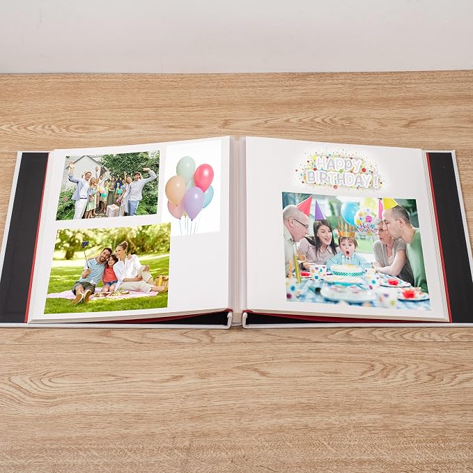 Large Photo Album Self Adhesive for 4x6 5x7 8x10 Pictures Magnetic Scrapbook Album 20 Sheets / 40 Pages Linen Cover DIY Photo Album with A Metallic Pen and and Plastic Board(White) - Image 3