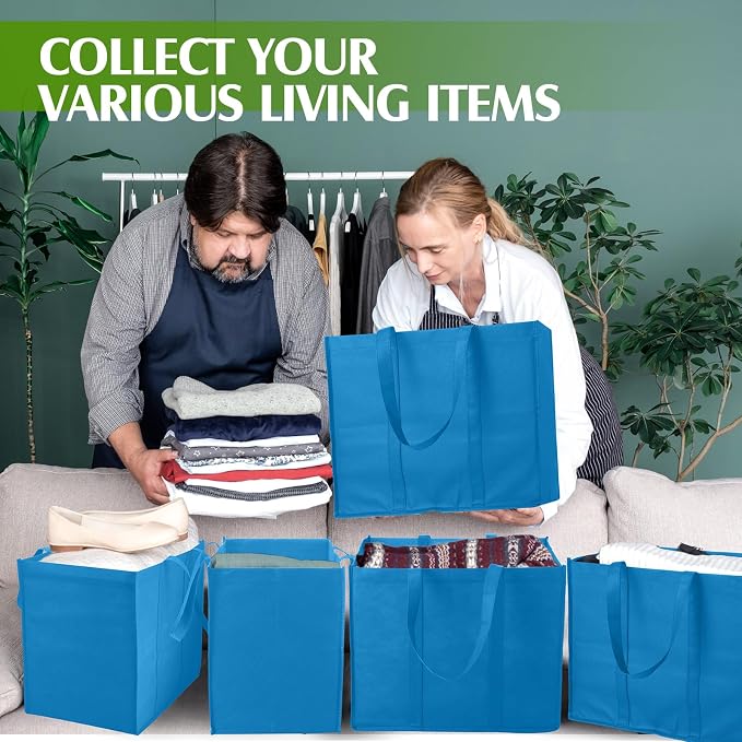 Hillban 30 Pack Large Reusable Shopping Bags Bulk | Heavy Duty Foldable Grocery Bags 16 x 13 x 10 Inch, Washable Portable Storage Totes with Reinforced Handles - Image 6