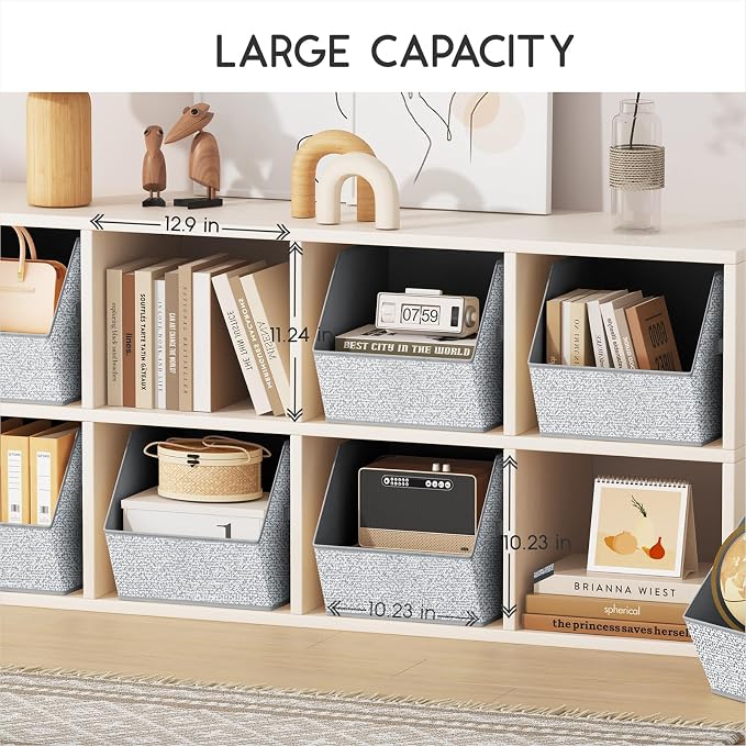 Large Closet Storage Cubes - Closet Storage Bins with Dual Handles for Clothes, Towels, Toys, Shelf Organizer Bins for Bedroom, Nursery, Shelves, Small Spaces, Ant Light Gray, 3 Pack - Image 2