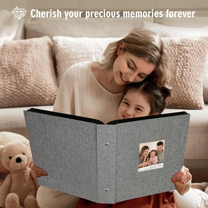 Photo Album 6x4 400 Pockets Slip in Large Capacity Album for Family Wedding Anniversary Linen Album Book Holds 400 Vertical 10x15cm Photos(400 Pockets, Grey) - Image 5