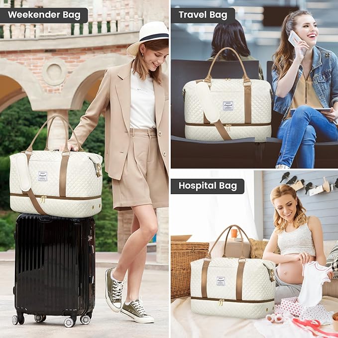 LOVEVOOK Travel Duffle Bag,Weekender Bags for Women with Shoe Compartment，Carry on Overnight Bag with Toiletry Bag,Gym Duffel Bag with Wet Pocket, Hospital Bags for Labor and Delivery - Image 7