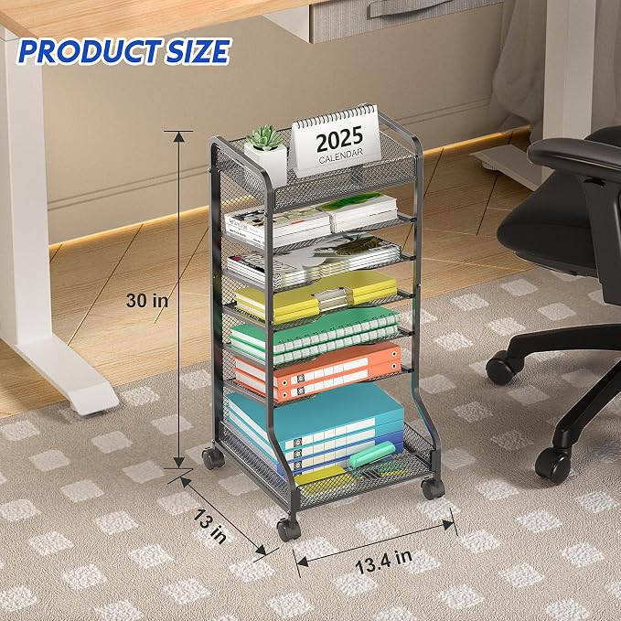 samstar Rolling File Cart,Under Desk Organizer, File Organizer beside Desk, Binder Paper Letter Storage with Wheels,for Office Supplies & Classroom Organization - Image 2