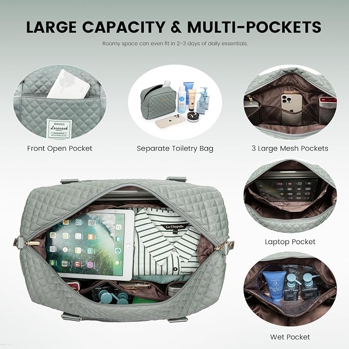 LOVEVOOK Travel Duffle Bag,Weekender Bags for Women with Shoe Compartment，Carry on Overnight Bag with Toiletry Bag,Gym Duffel Bag with Wet Pocket, Hospital Bags for Labor and Delivery - Image 4