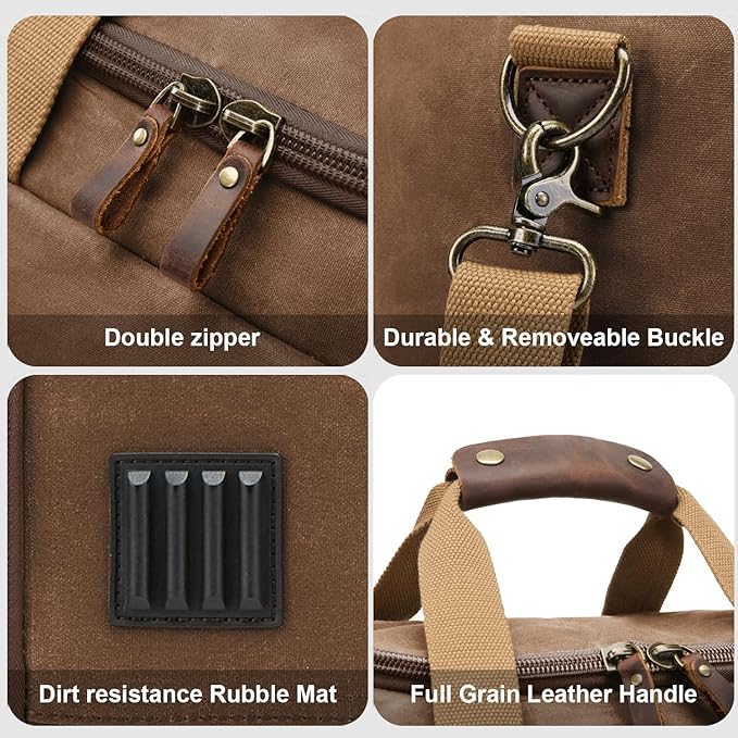 Waxed Canvas Duffel Bag 50L, Coffee | Waterproof, Travel, Overnight, Weekender - Image 5