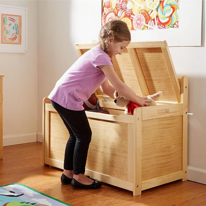 Melissa & Doug Wooden Toy Chest - Light Wood Furniture for Playroom, Blonde Kids Toy Box, Wooden Box Storage Organizer, Children's Furniture Chest - Image 2