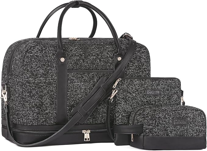 Weekender Bag for Women Canvas Overnight Bag Large Travel Tote Bag Carry on Shoulder Duffle Bag With Shoe Compartment,Perfect for Travel/Daily Use/Birthday Gift … by BOLOSTA