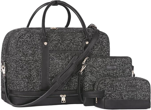 Weekender Bag for Women Canvas Overnight Bag Large Travel Tote Bag Carry on Shoulder Duffle Bag With Shoe Compartment,Perfect for Travel/Daily Use/Birthday Gift … by BOLOSTA