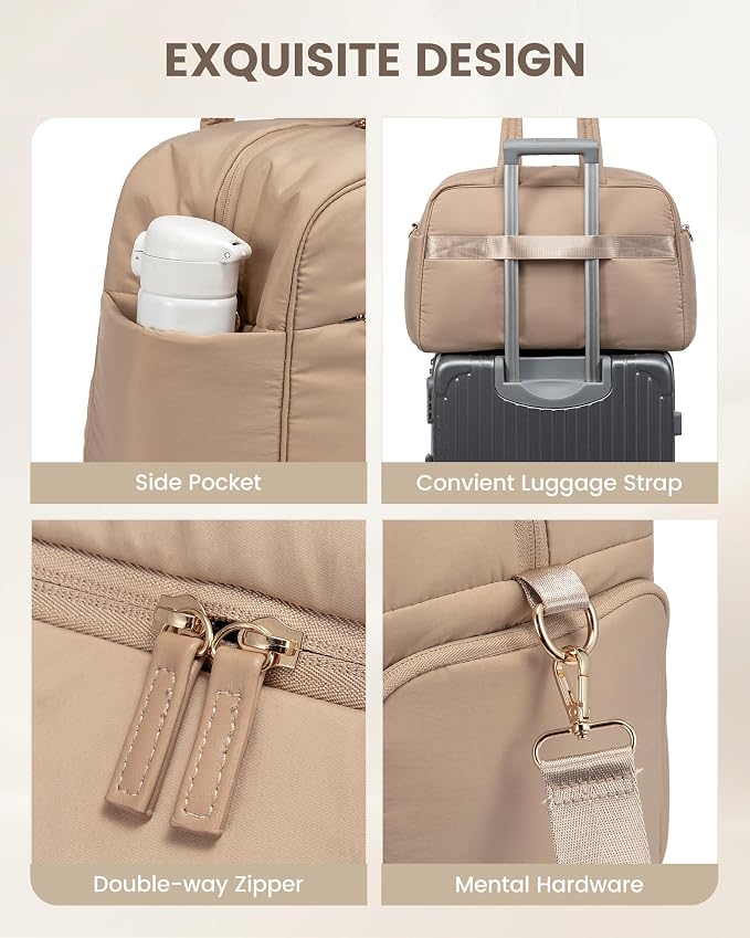 LOVEVOOK Travel Duffel Bag, Gym Bags for Women with Shoe Compartment, Carry on Weekender Bags with Wet Pocket for Women,Water Resistant Puffer Bag Workout Bag for Sports Gym - Image 6