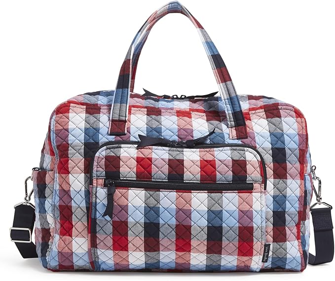 Vera Bradley Women's Cotton Weekender Travel Bag, Patriotic Plaid - Recycled Cotton, One Size by VeraBradley