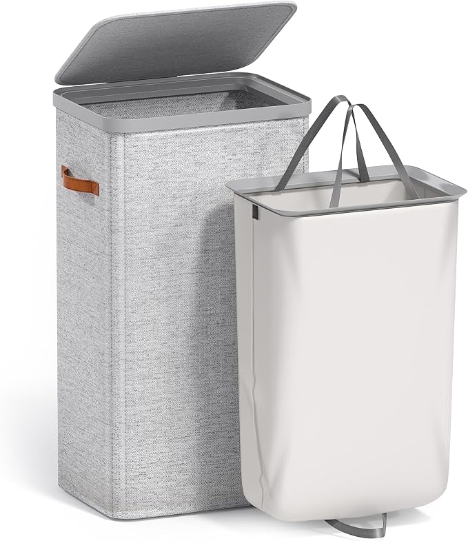 Sorbus Laundry Hamper with Lid - Collapsible Fabric Laundry Basket with Handles and Removable Laundry Bag – 26.5 Gallon (100 L) Dirty Clothes Hamper for Bedroom, bathroom and dorm (Gray) - Image 8