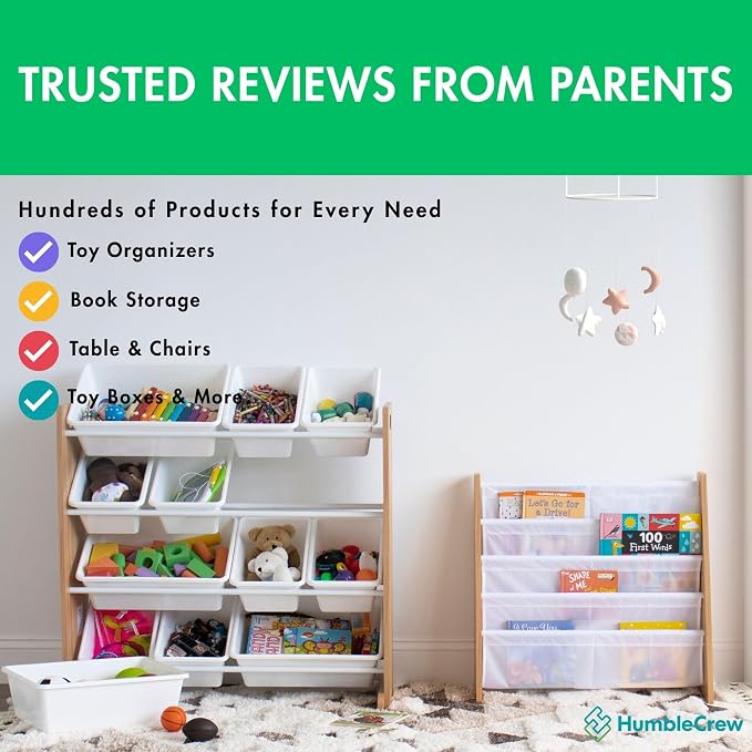 Humble Crew Kids Toy Organizer with 12 Bins, 4 Tier Storage for Playroom | Sturdy wood and steel toddler shelf, removable BPA-free containers, wall anchor anti-tip safety kit for bedroom or classroom - Image 6
