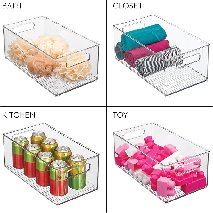 iDesign Kitchen Binz Stackable Organizer, 8" x 6" x 14.5", Clear | BPA-Free Plastic, Deep, With Handles - Image 7