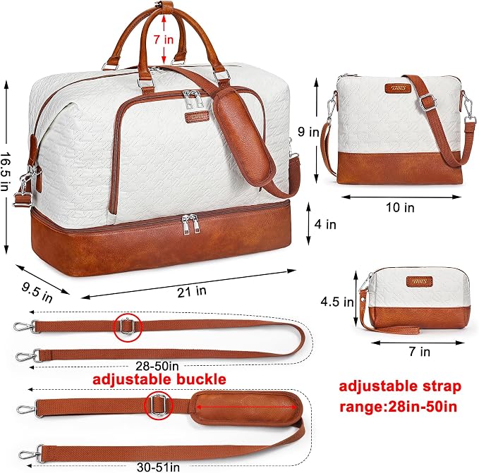 TIBES Travel Weekender Bag for Women, Overnight Bag with Shoe Compartment | 3PCS Large Travel Duffel Bag for Gym, Travel, Hospital, Business Trip, Carry On Tote, Wet & Dry Separation, Water Resistant - Image 5
