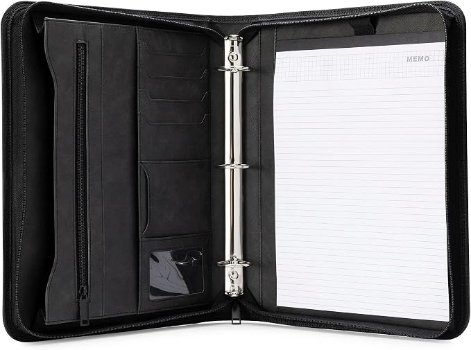 Forevermore Portfolio Binder, 1.5" Permanent 3-Ring, Vegan Leather, Black - Image 7