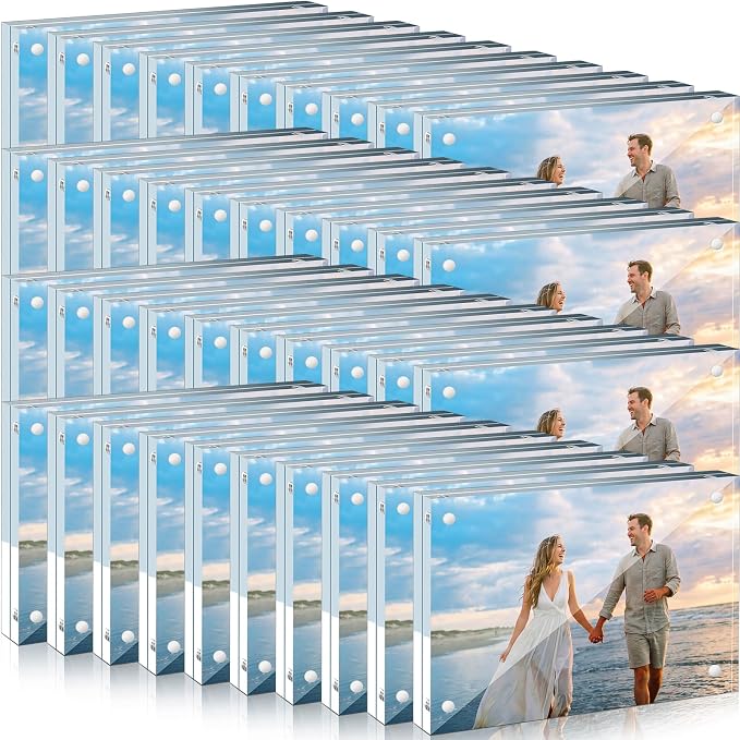 Handepo 40 Pack 5 x 7 Acrylic Picture Frames Bulk Clear Acrylic Magnetic Photo Frames 20mm Thick Double Sided Frameless Freestanding Display for Photos Cards Bedroom Living Room Home Office by Handepo