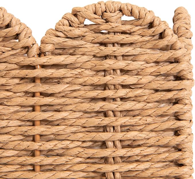 Rattan Divided Scalloped Basket,Wicker Diaper Caddy Scalloped Baske,Woven Natural Basket with 4 Dividers,Suitable for Baby Rooms, Bathrooms, Bedrooms (Paper Rope) - Image 8