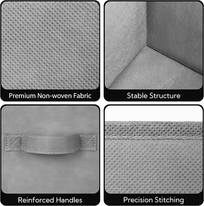 Cupic Cupid 6-Pack 13x13 Storage Cube Bins, Storage Organizer Bins, Gray | Foldable, Reinforced Front Handle, Holds Blankets, Towels, Accessories, Fits Closet, Shelves, Office, Bedroom, Dorm - Image 4