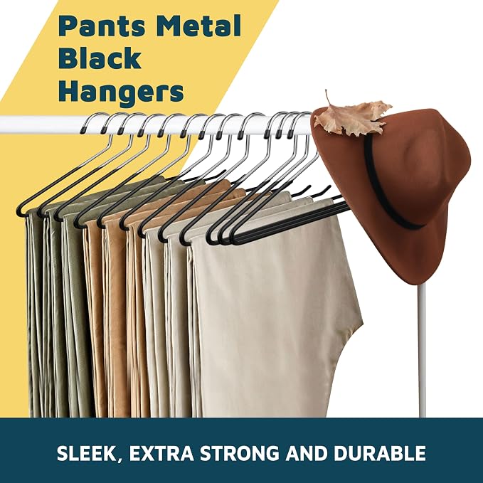 Lifemaster Metal Pants Hanger Set - 30 Pieces Elegant Non-Slip Closet Space Saving Hanger Set for Pants, Trouser, Blankets, and Jeans with Rubber Coating and Open Ended Sleek Design - Black - Image 7