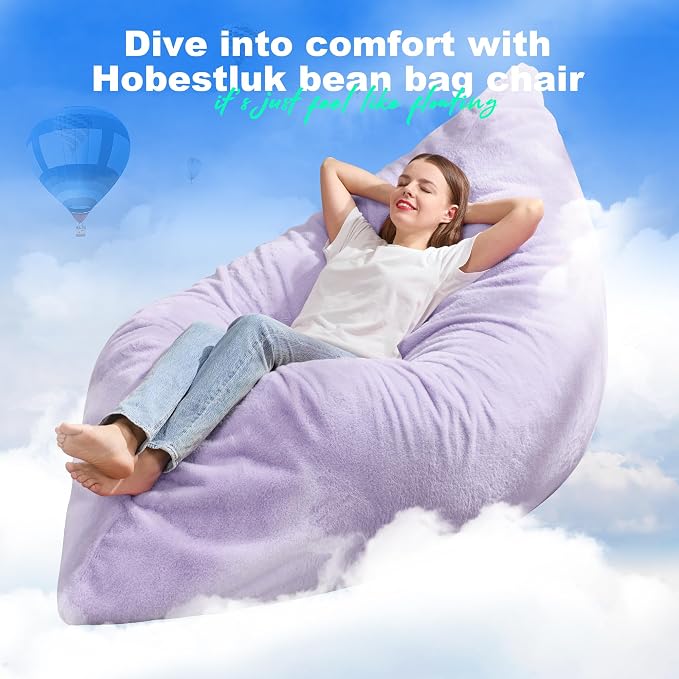 Hobestluk Adult Bean Bag Chair 3 in 1 Convertible Large Bean Bag Sofa | Plush Purple,Machine Washable,Removable Cover,Easy Convert And Install, Floor Bed,For Livingroom Bedroom - Image 6