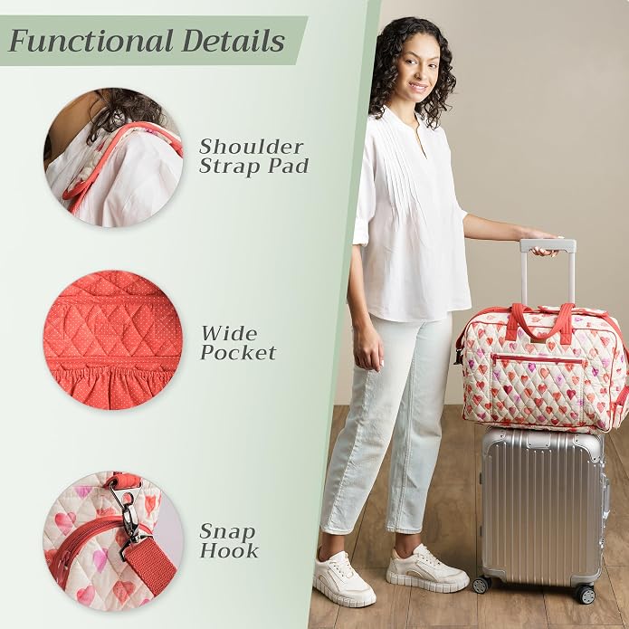 Maison d' Hermine Weekender Bags for Women Cotton Quilted Duffel Overnight Luggage Weekend Bag for Men Gym Gifts Travel | Overnight Luggage Weekend Bag for Men Gym Sports Gifts Duffle bag Business Travellers Trip Spring Summer - Image 5