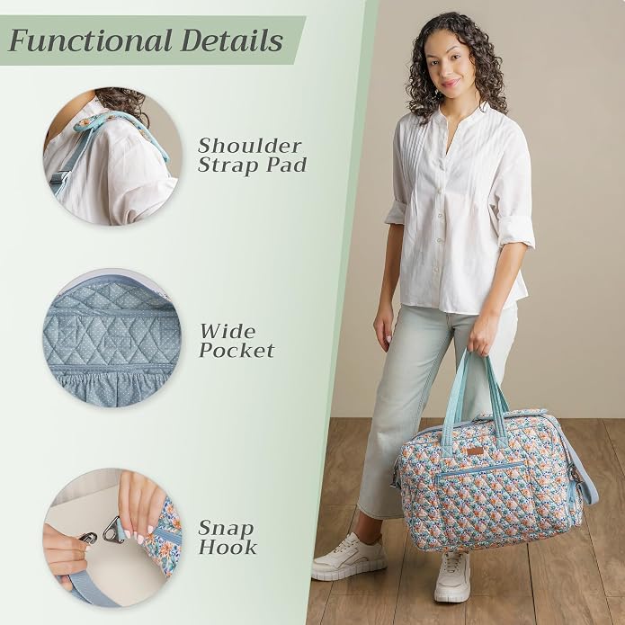 Maison d' Hermine Weekender Bags for Women Cotton Quilted Duffel Overnight Luggage Weekend Bag for Men Gym Gifts Travel | Overnight Luggage Weekend Bag for Men Gym Sports Gifts Duffle bag Business Travellers Trip Spring Summer - Image 5