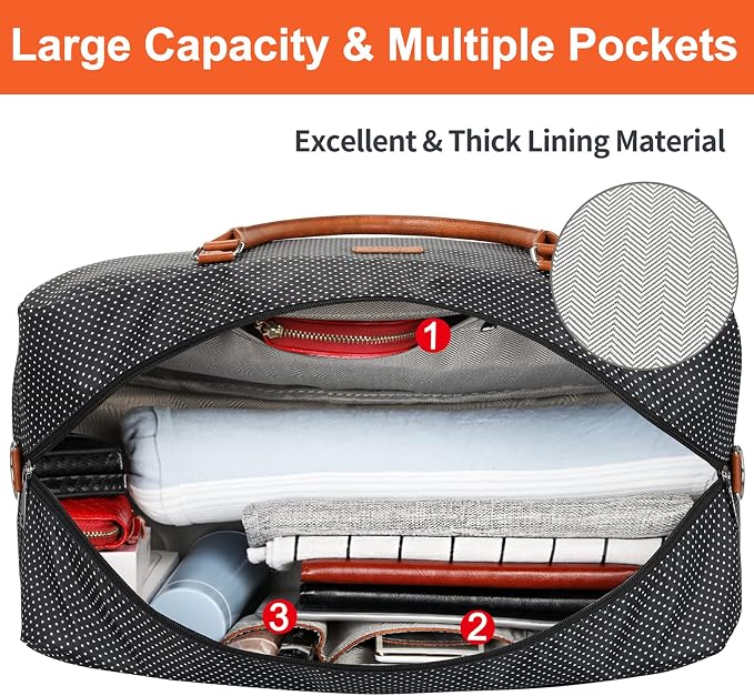 Weekender Bags for Women, 21" Weekender Travel Bag, Travel Duffle Bag with Shoe Compartment Carry on Overnight Duffel Bag for Weekend Travel Business Trip, 3PCS | 3PCS Carry On Overnight Large Duffel Bag with Crossbody Bag and Toiletry Bag for Weekend ... - Image 7