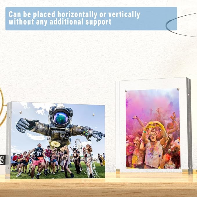 HELPLEX 5 Pack 8.5x11 Acrylic Picture Frames, 24mm Thicker Frameless Clear Frame Double Sided Magnetic Frame, Free Standing Desktop Display - Image 6
