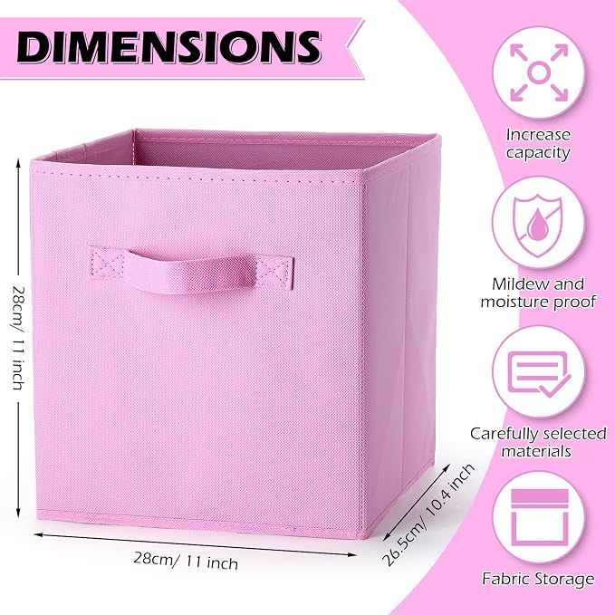Gerrii 11 Inch Fabric Storage Cubes - 12 Pack Sturdy Collapsible Bins with Handle - Foldable Baskets for Organizing Clothes, Toys, Books -12 Colors Storage Baskets for Shelves, Room, Closets - Image 2