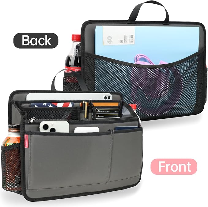 Large Rugged Organizer Insert for Briefcase Tote Shoulder Messenger Bag-20 Pockets,Padded Water-repellent Nylon-Navy - Image 9