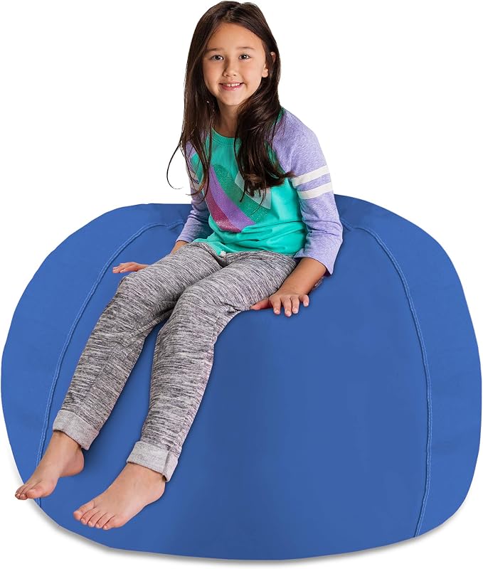 Posh Stuffable Kids Stuffed Animal Storage Bean Bag Chair Cover - Childrens Toy Organizer, X-Large 48" - Solid Royal Blue - Image 4