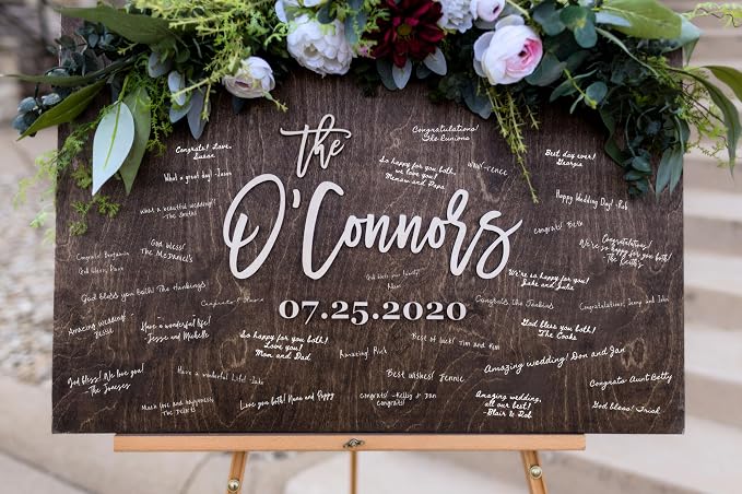Personalized Last Name Guest Book, Unique Guest Book Sign, Custom Alternative Guest Book, Wooden Guest Book, Wedding Ceremony Guestbook Sign (Design 4) - Image 3