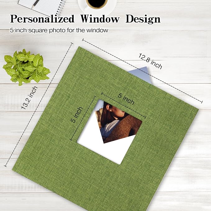 Large Self Adhesive Photo Album 80 Pages, Linen cover, Green | Photo Album Self Adhesive 4x6 5x7 8x10 Pictures, Linen Cover DIY Scrapbook Albums for Family, Wedding, Baby, Anniversary - Image 2