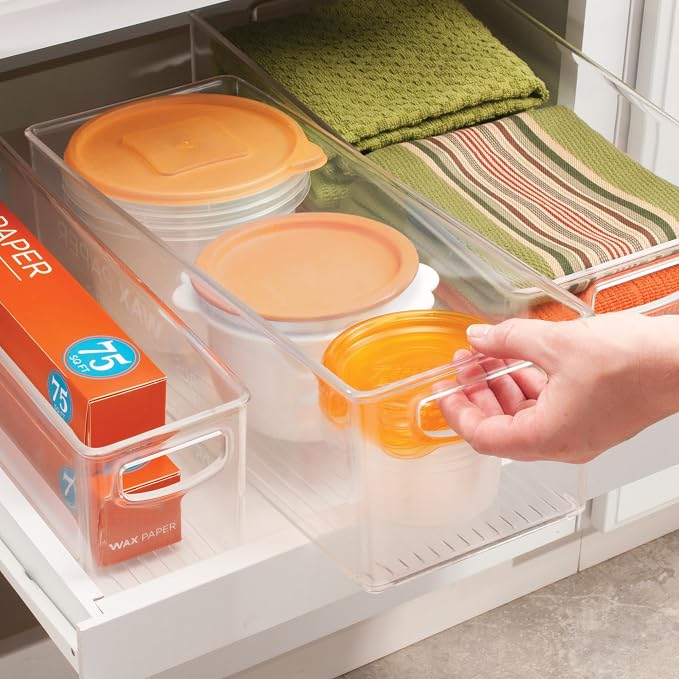 iDesign Plastic Stackable Pantry Bin with Handles, Set of 2, Clear | For Kitchen Cabinets or Fridge, Made in USA - Image 8