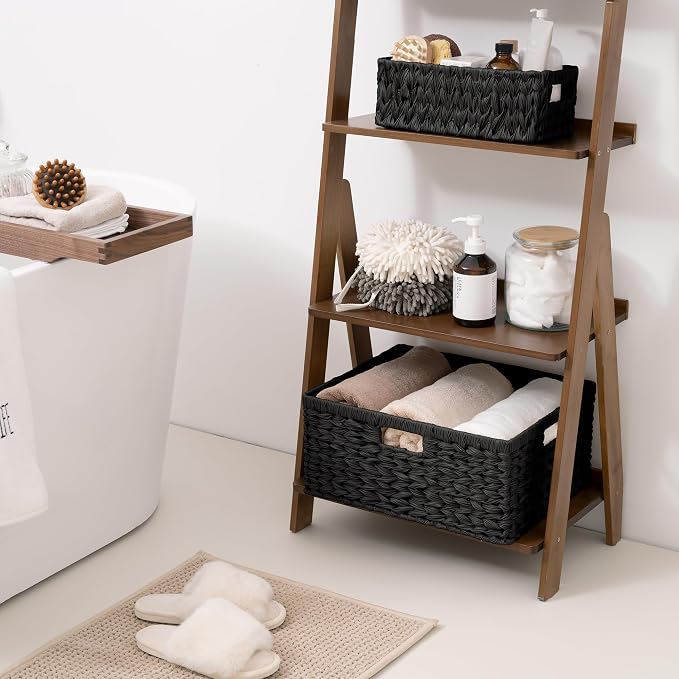 GRANNY SAYS Storage Baskets for Organizing, Waterproof Black Basket, 1-Pack | Handwoven Wicker Storage Basket for Shelves, Large Wicker Baskets for Organization,Decorative Basket,Woven Basket for Storage - Image 5