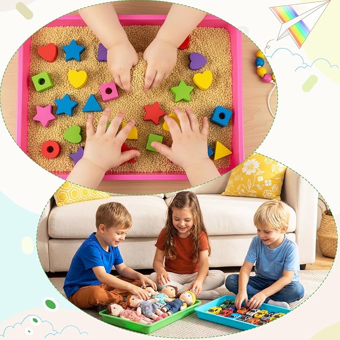 Maitys 15 Pack Plastic Art Trays 12 x 16 Inch Activity Crafts Trays Sensory Tray DIY Projects, Painting, Beads, Jewelry Office Home Organizer Arts and Crafts Supplies(Vibrant Color) - Image 5