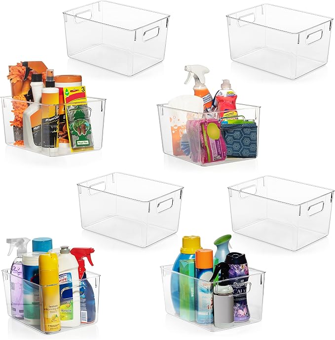 ClearSpace Clear Plastic Storage Bins – Pantry Organizers & Storage Containers, Cabinet Organizer - Home Organization Must Haves for Kitchen, Laundry Room, Office, Closet, Garage & Freezer by ClearSpace