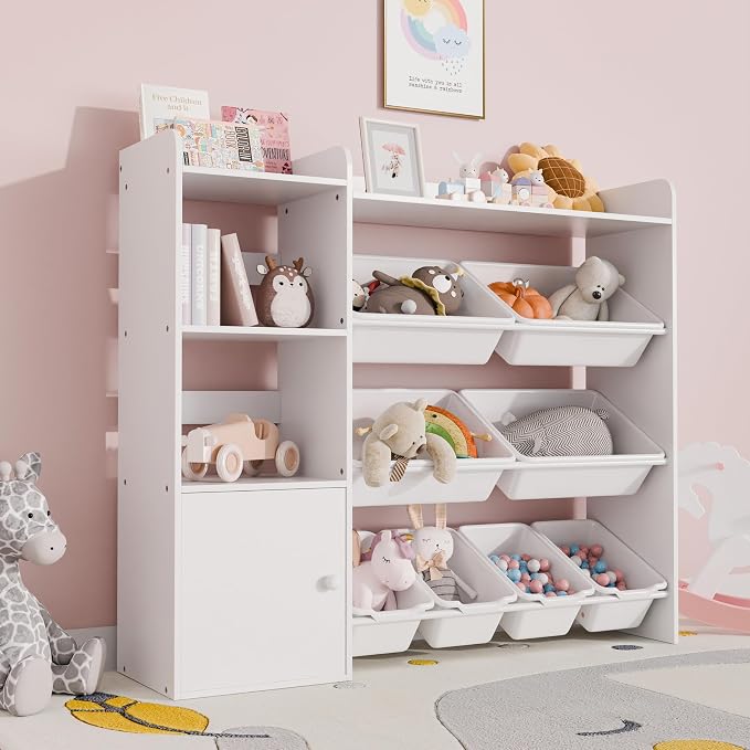 Xilingol Kids Toy Storage Organizer, 4-Tier Toy Organizers W/8 Removable Storage Bins, Kid Bookshelf and Toy Storage for Study Room, Bedroom, Kids Room, Classroom, Nursery - Image 3