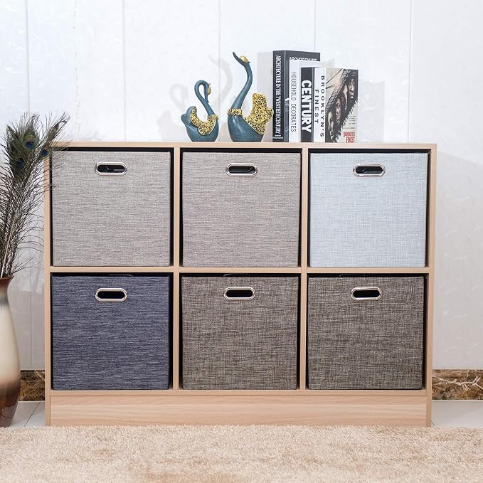 Posprica 3X Thicker Fabric Storage Cubes 13 inch Collapsible Storage Bins for Organization, Cubby Storage Baskets for Organizing Shelf Cabinet Bookcase Boxes, Set of 4, Silver Grey - Image 8