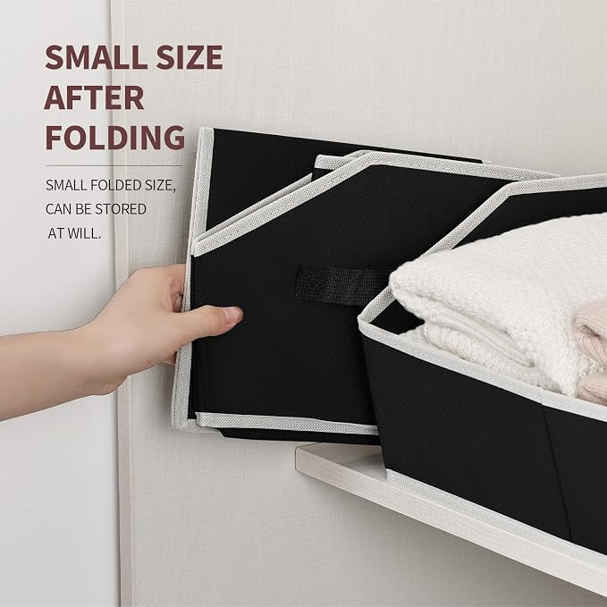 Cube Storage Bins - 6 Pack Trapezoid Storage Bins, Closet Organizers and Decorative Storage, Storage Baskets with Handle, Large Storage Basket for Home, Black - Image 5