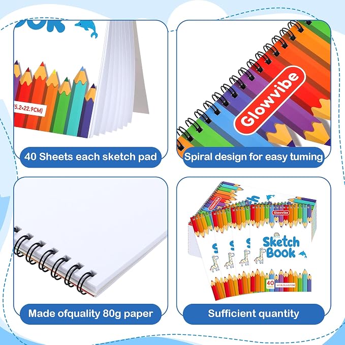 6" x 9" Sketch Book, 24-Pack 40 Sheets Drawing Paper Pad for Kids Coloring, Writing or Painting, Kid Drawing Pad & Art Supplies, Sketch pad Kids Ages 3+ (6" x 9"(Pack of 24)) - Image 5