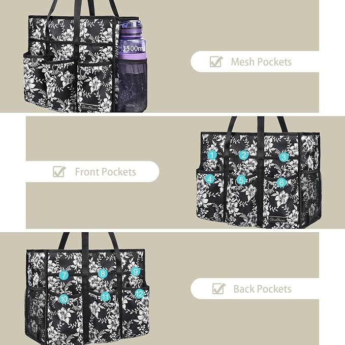 CLOUDMUSIC Large Tote Bag For Women Travel Nurse Teacher Work Waterpoof With Zipper Utility Everything Bags | Travel - Image 6