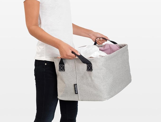 Brabantia - Foldable Laundry Basket - Compact Storage Box - Water Resistant Coating - Multi-Functional - Laundry Hamper - Bathroom - Collapsible - Grey - 9 Gal - Image 9